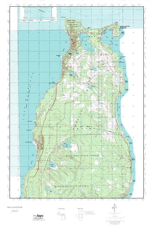 MyTopo Beaver Island North, Michigan USGS Quad Topo Map