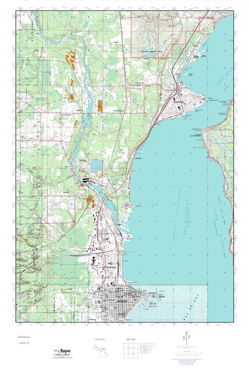 MyTopo Gladstone, Michigan USGS Quad Topo Map
