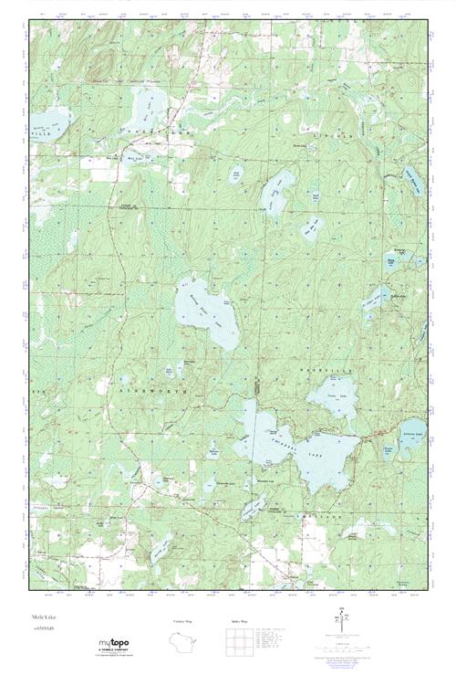MyTopo Mole Lake, Wisconsin USGS Quad Topo Map