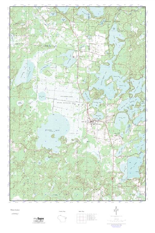 MyTopo Three Lakes, Wisconsin USGS Quad Topo Map