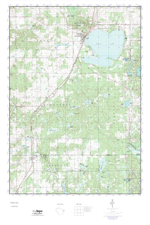 MyTopo Shell Lake, Wisconsin USGS Quad Topo Map