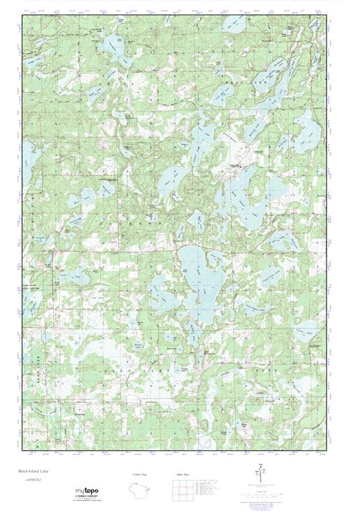 MyTopo Birch Island Lake, Wisconsin USGS Quad Topo Map