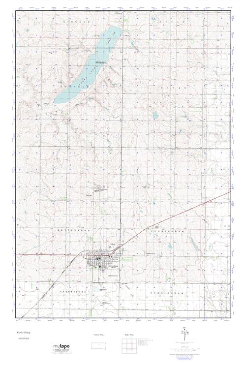 MyTopo Gettysburg, South Dakota USGS Quad Topo Map