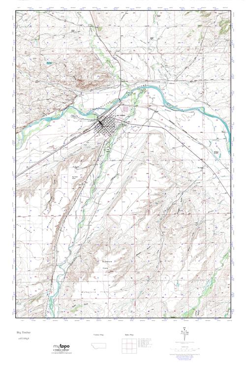 MyTopo Big Timber, Montana USGS Quad Topo Map