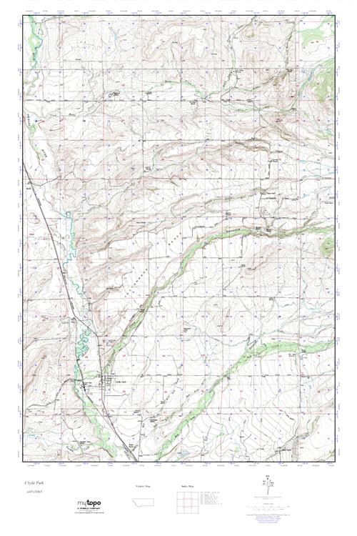 MyTopo Clyde Park, Montana USGS Quad Topo Map