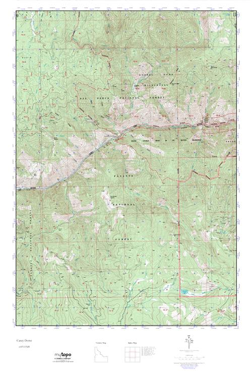MyTopo Carey Dome, Idaho USGS Quad Topo Map