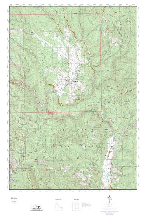 MyTopo Elk City, Idaho USGS Quad Topo Map