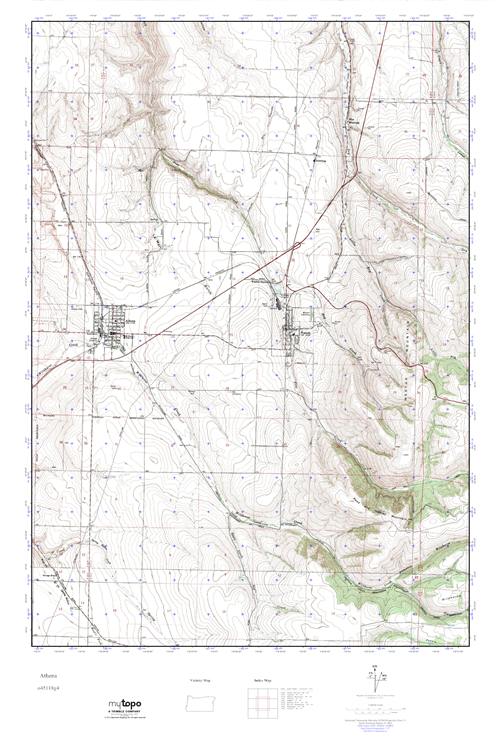 MyTopo Athena, Oregon USGS Quad Topo Map