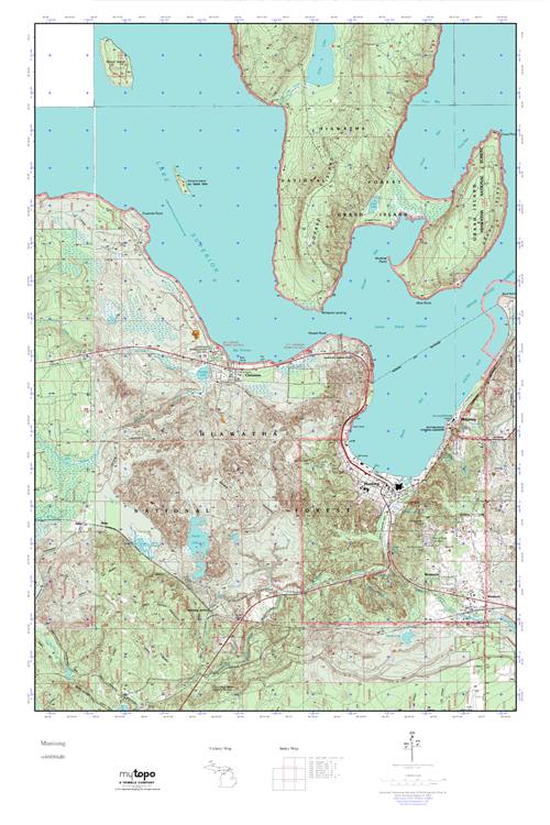MyTopo Munising, Michigan USGS Quad Topo Map