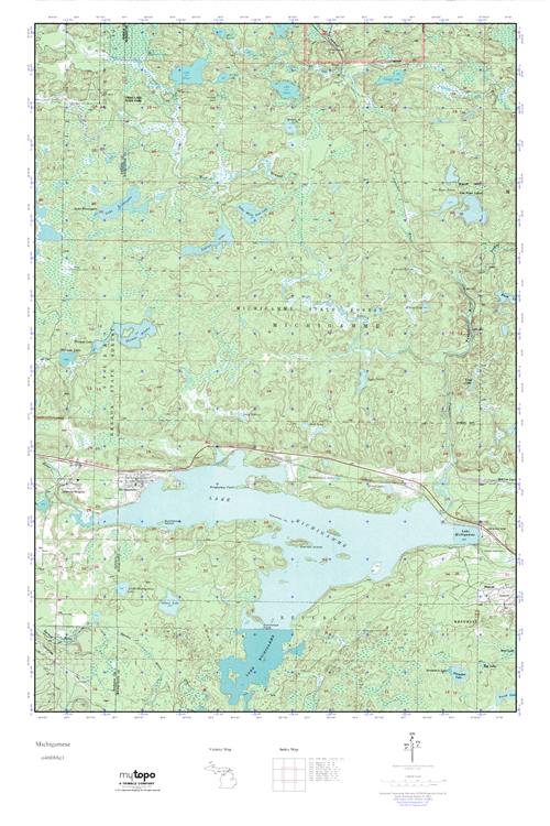 MyTopo Michigamme, Michigan USGS Quad Topo Map