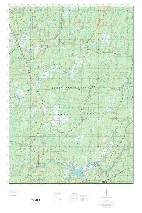 MyTopo Clam Lake SE, Wisconsin USGS Quad Topo Map
