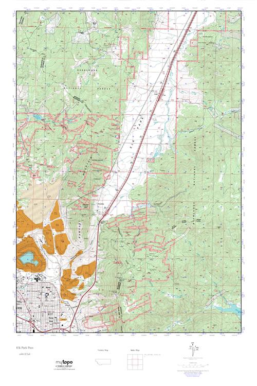 MyTopo Elk Park Pass, Montana USGS Quad Topo Map