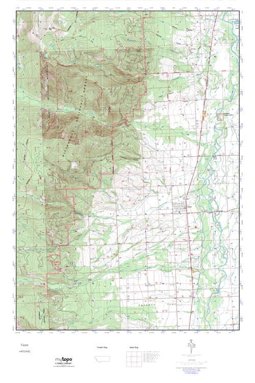MyTopo Victor, Montana USGS Quad Topo Map