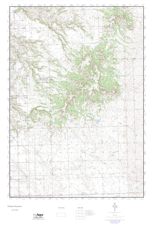 MyTopo Killdeer Mountains, North Dakota USGS Quad Topo Map