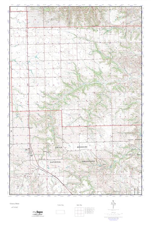 MyTopo Grassy Butte, North Dakota USGS Quad Topo Map