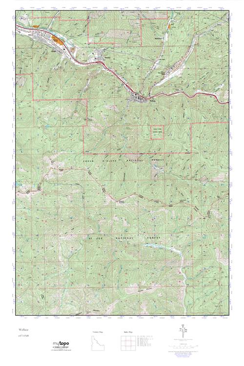 MyTopo Wallace, Idaho USGS Quad Topo Map