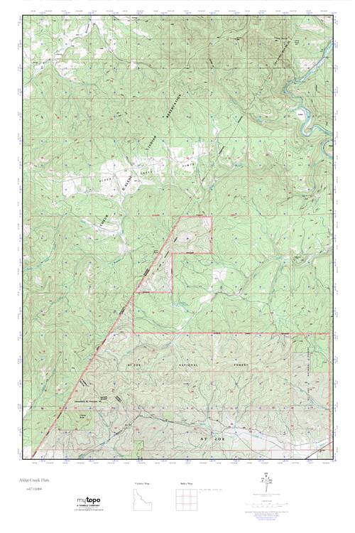 MyTopo Alder Creek Flats, Idaho USGS Quad Topo Map