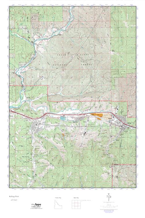 MyTopo Kellogg West, Idaho USGS Quad Topo Map