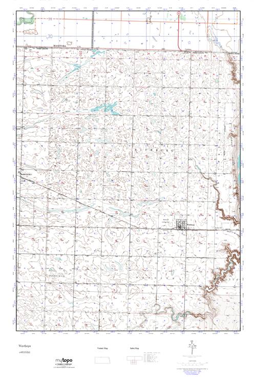 MyTopo Westhope, North Dakota USGS Quad Topo Map