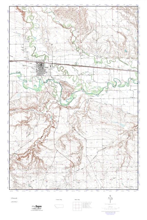 MyTopo Chinook, Montana USGS Quad Topo Map