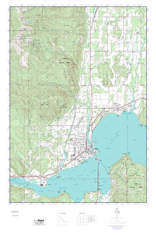 MyTopo Sandpoint, Idaho USGS Quad Topo Map