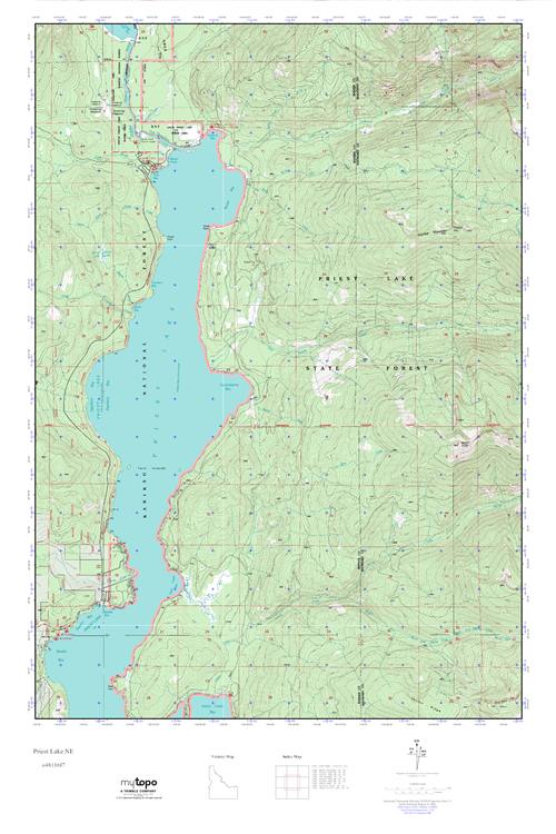 MyTopo Priest Lake NE, Idaho USGS Quad Topo Map