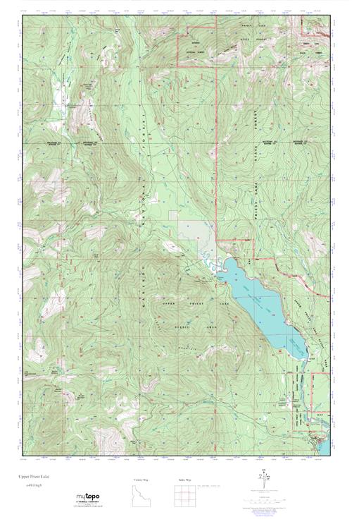 MyTopo Upper Priest Lake, Idaho USGS Quad Topo Map
