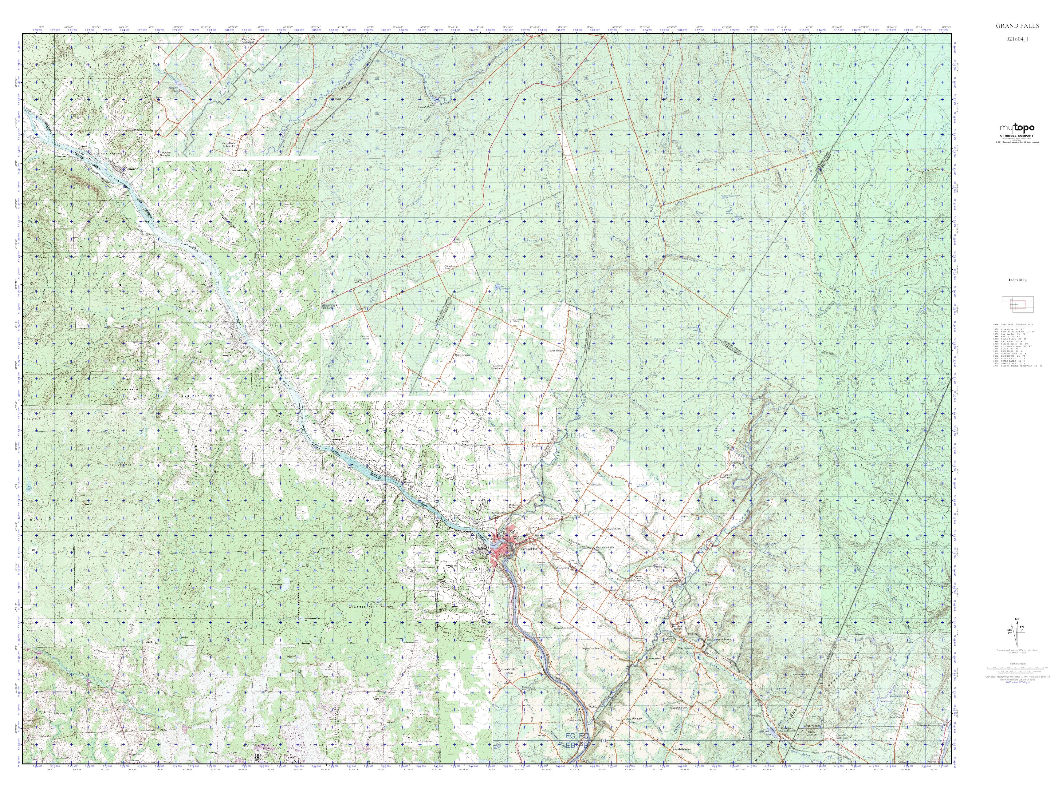MyTopo GRAND FALLS, Maine USGS Quad Topo Map