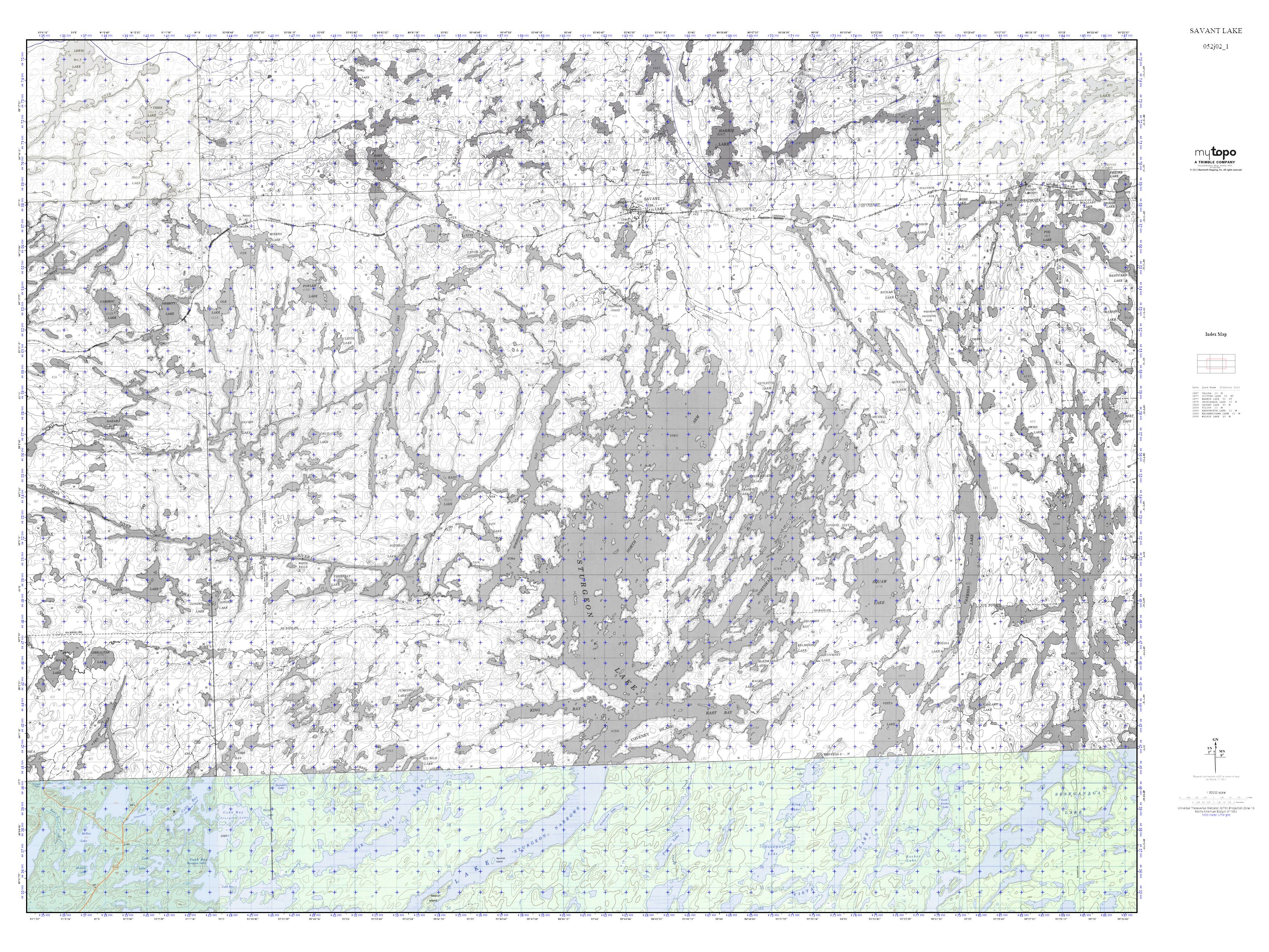MyTopo SAVANT LAKE, Ontario USGS Quad Topo Map