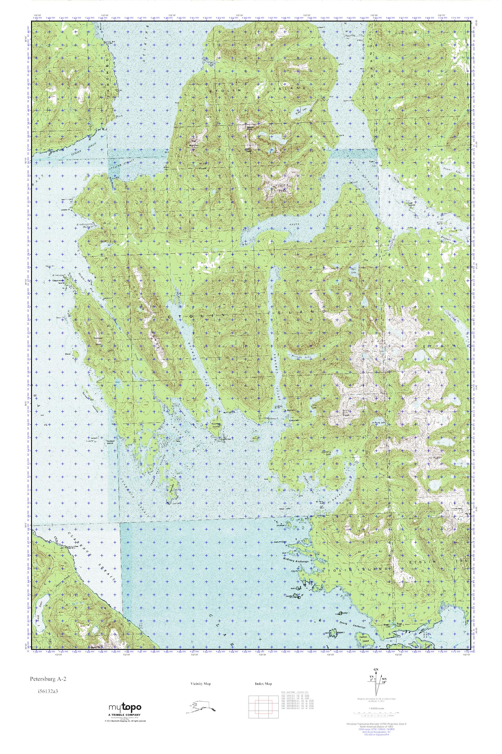 MyTopo Petersburg A2, Alaska USGS Quad Topo Map