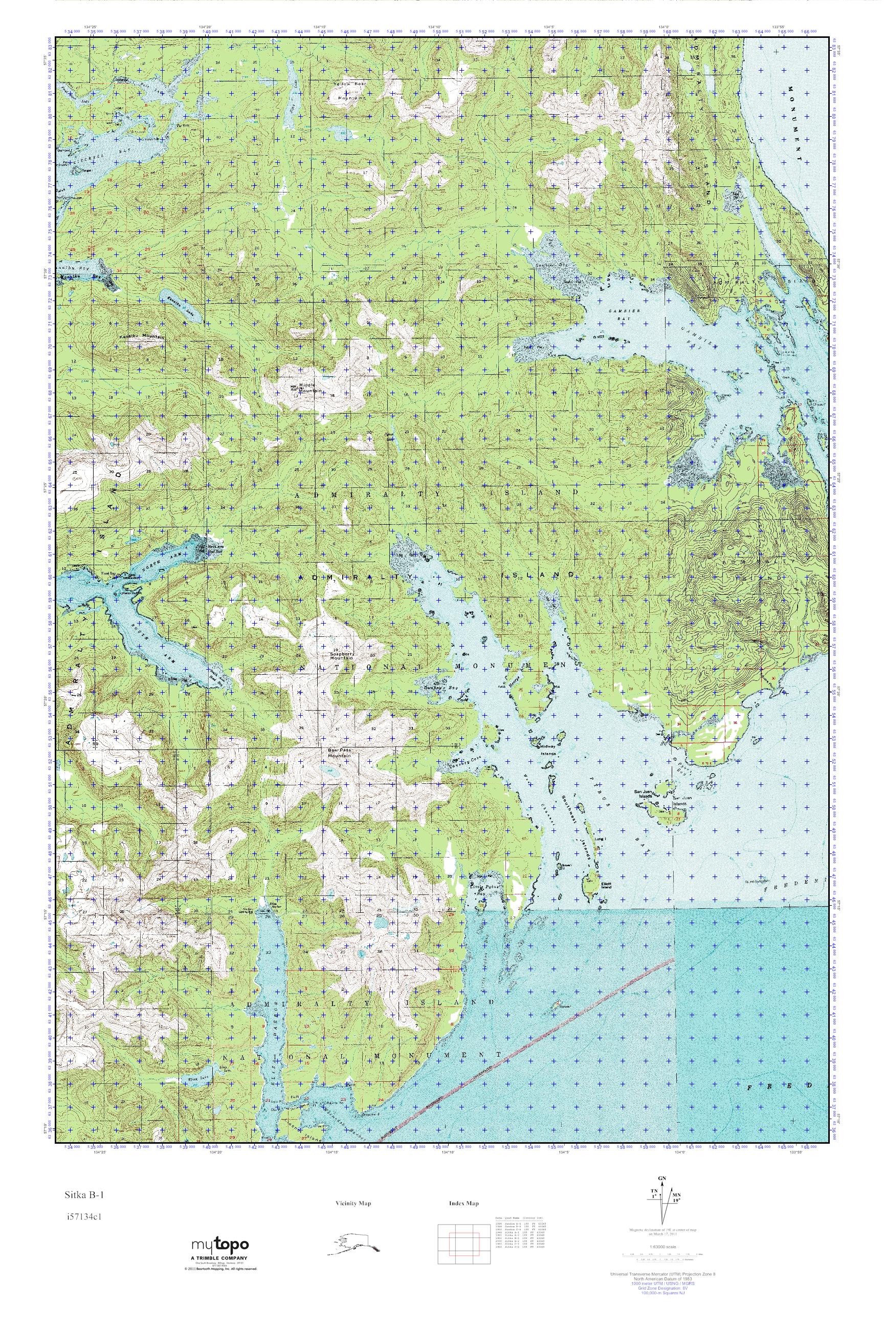 MyTopo Sitka B1, Alaska USGS Quad Topo Map