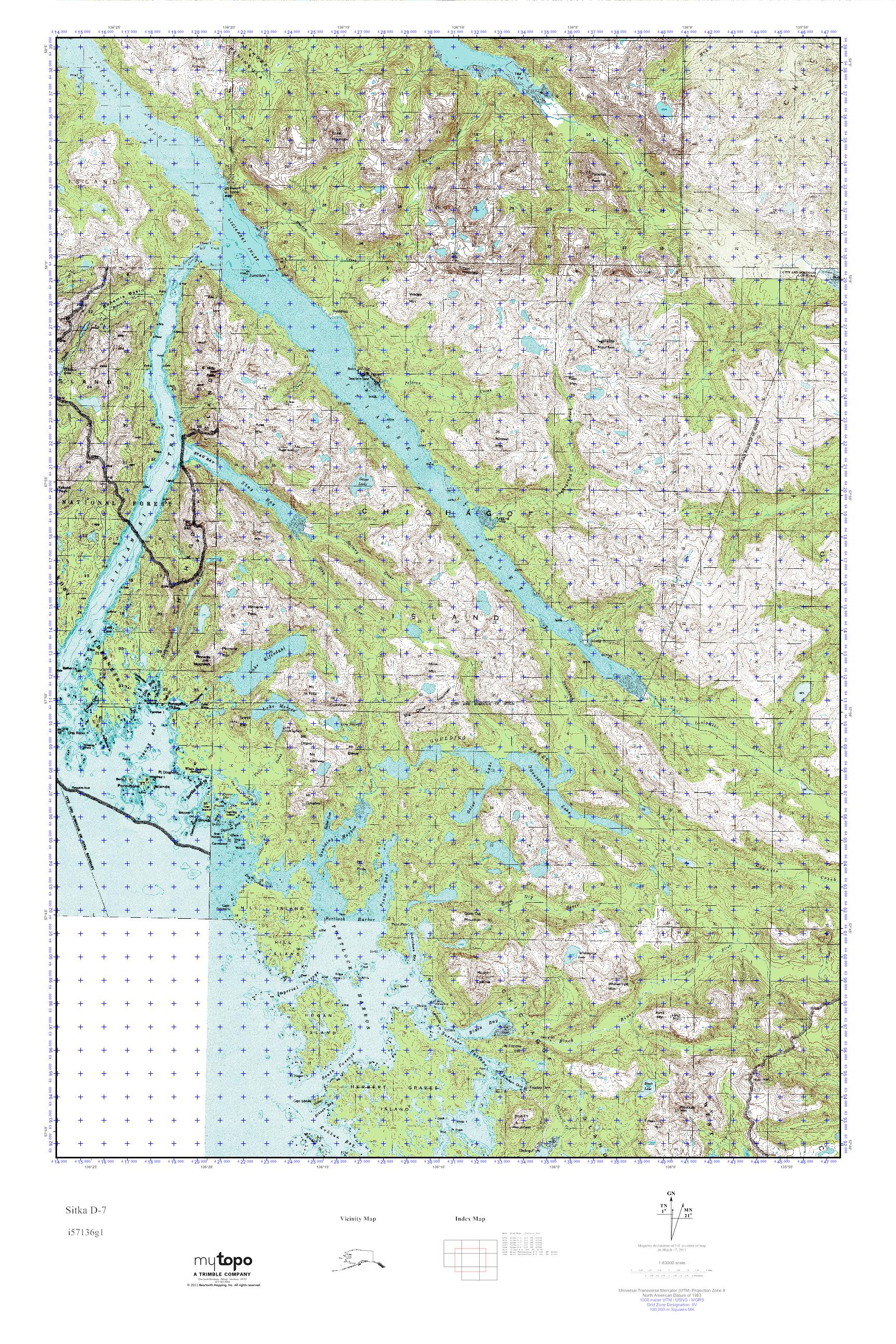 MyTopo Sitka D-7, Alaska USGS Quad Topo Map