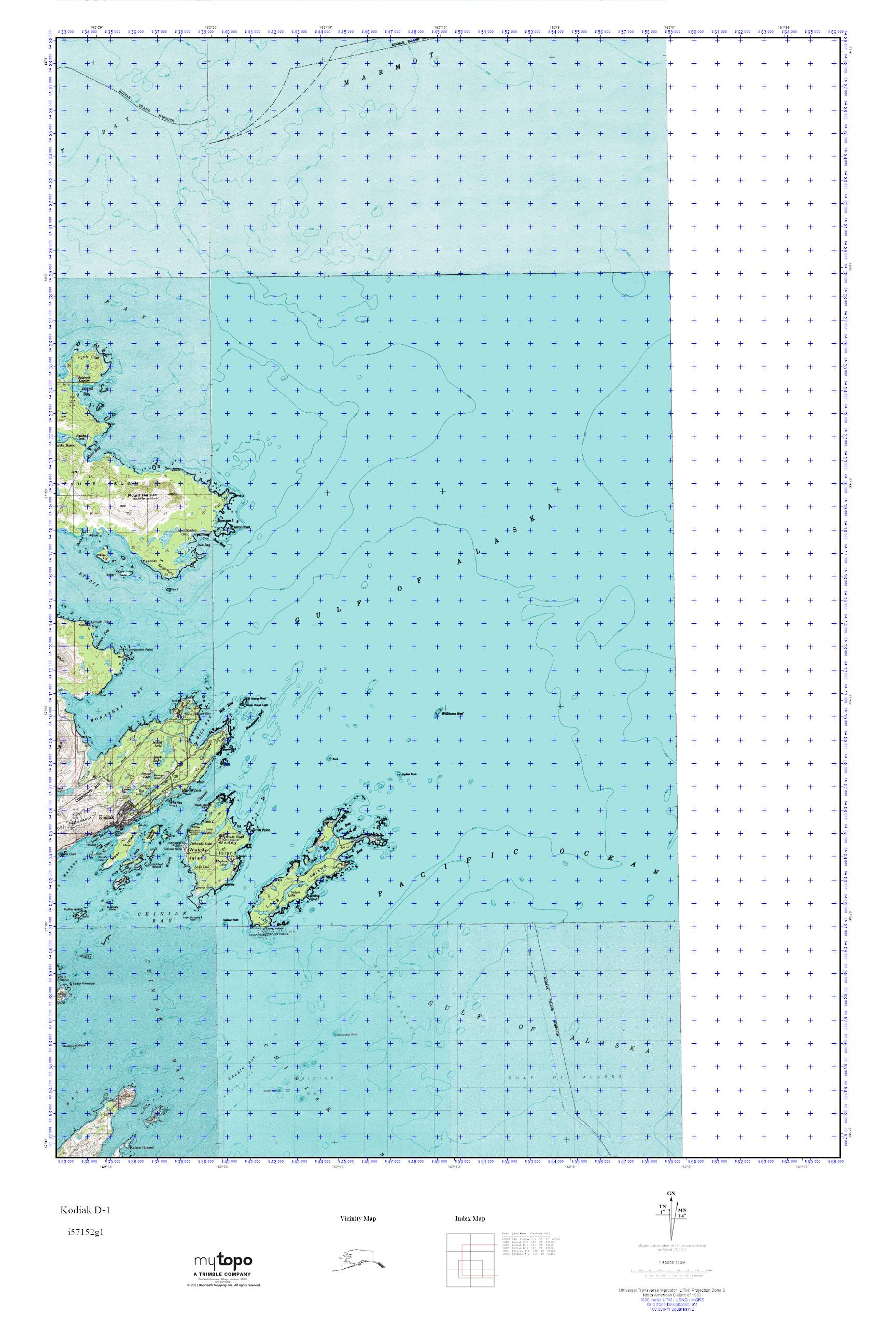 MyTopo Kodiak D1, Alaska USGS Quad Topo Map