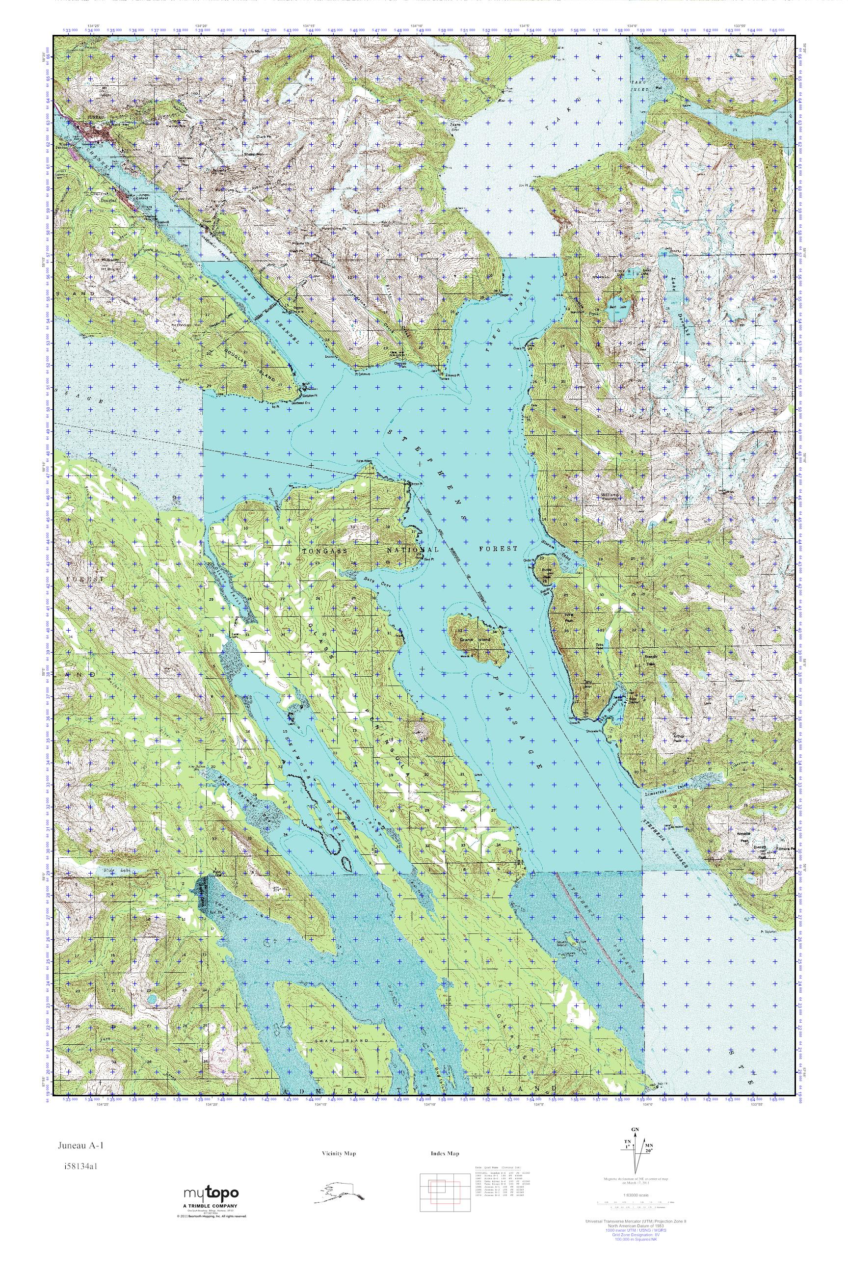 MyTopo Juneau A1, Alaska USGS Quad Topo Map