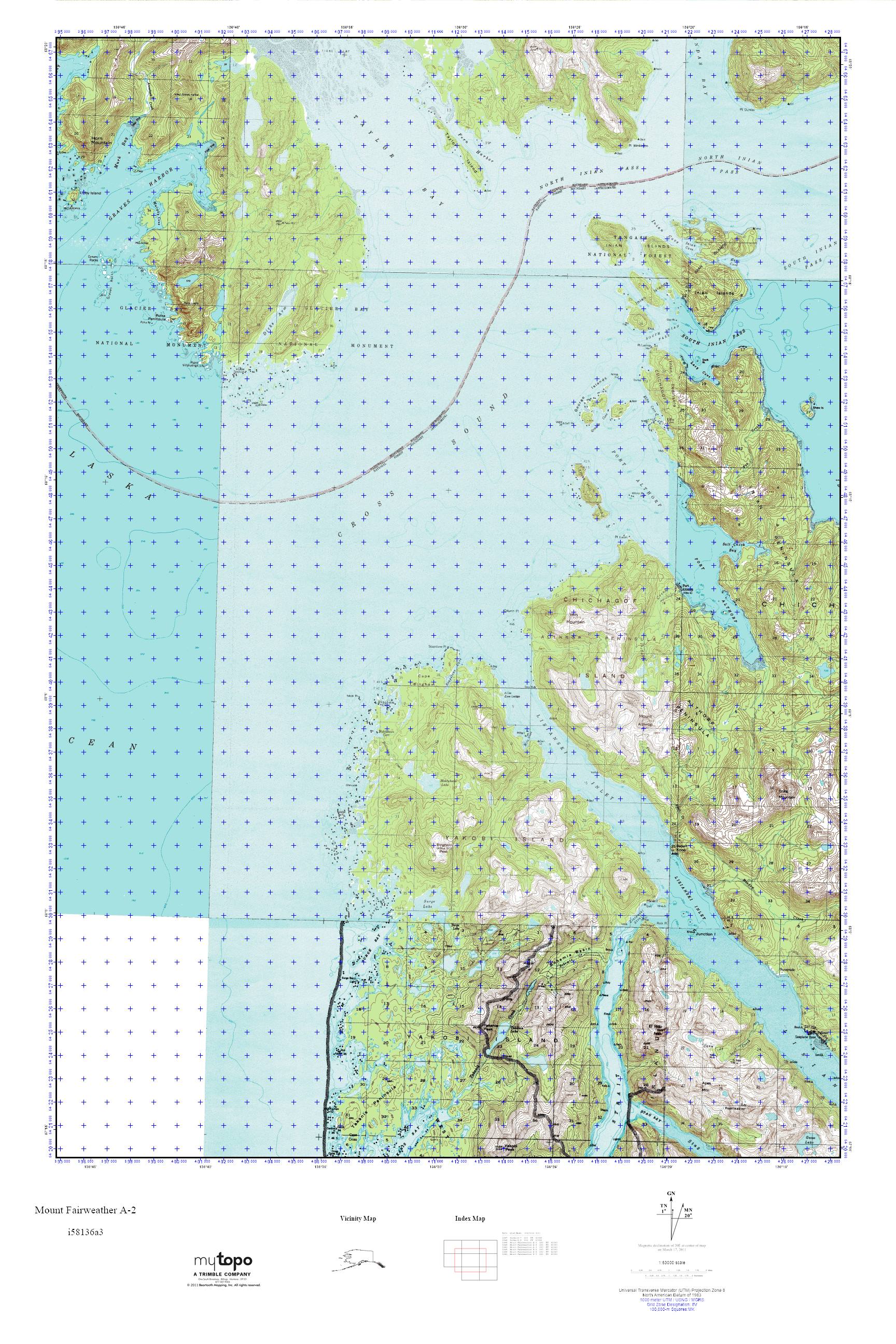 MyTopo Mount Fairweather A2, Alaska USGS Quad Topo Map