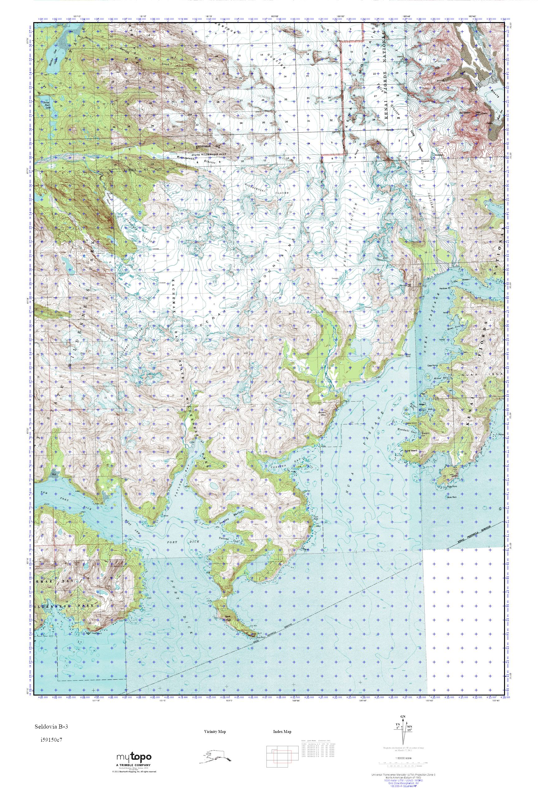 MyTopo Seldovia B3, Alaska USGS Quad Topo Map