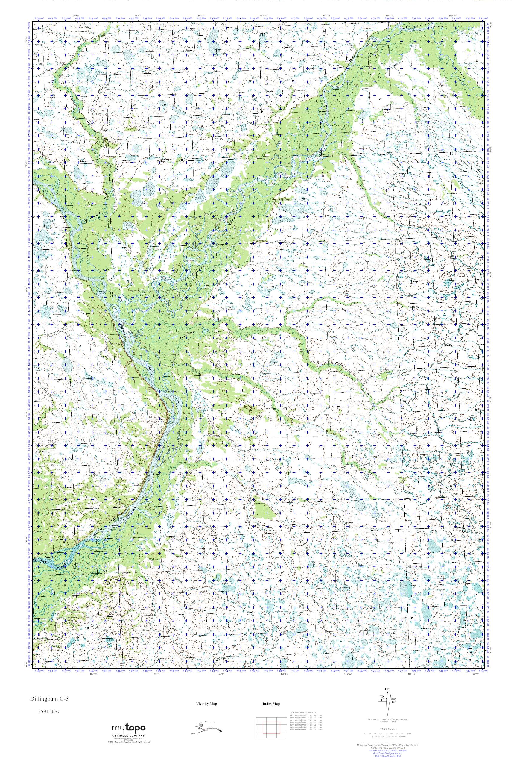 MyTopo Dillingham C3, Alaska USGS Quad Topo Map