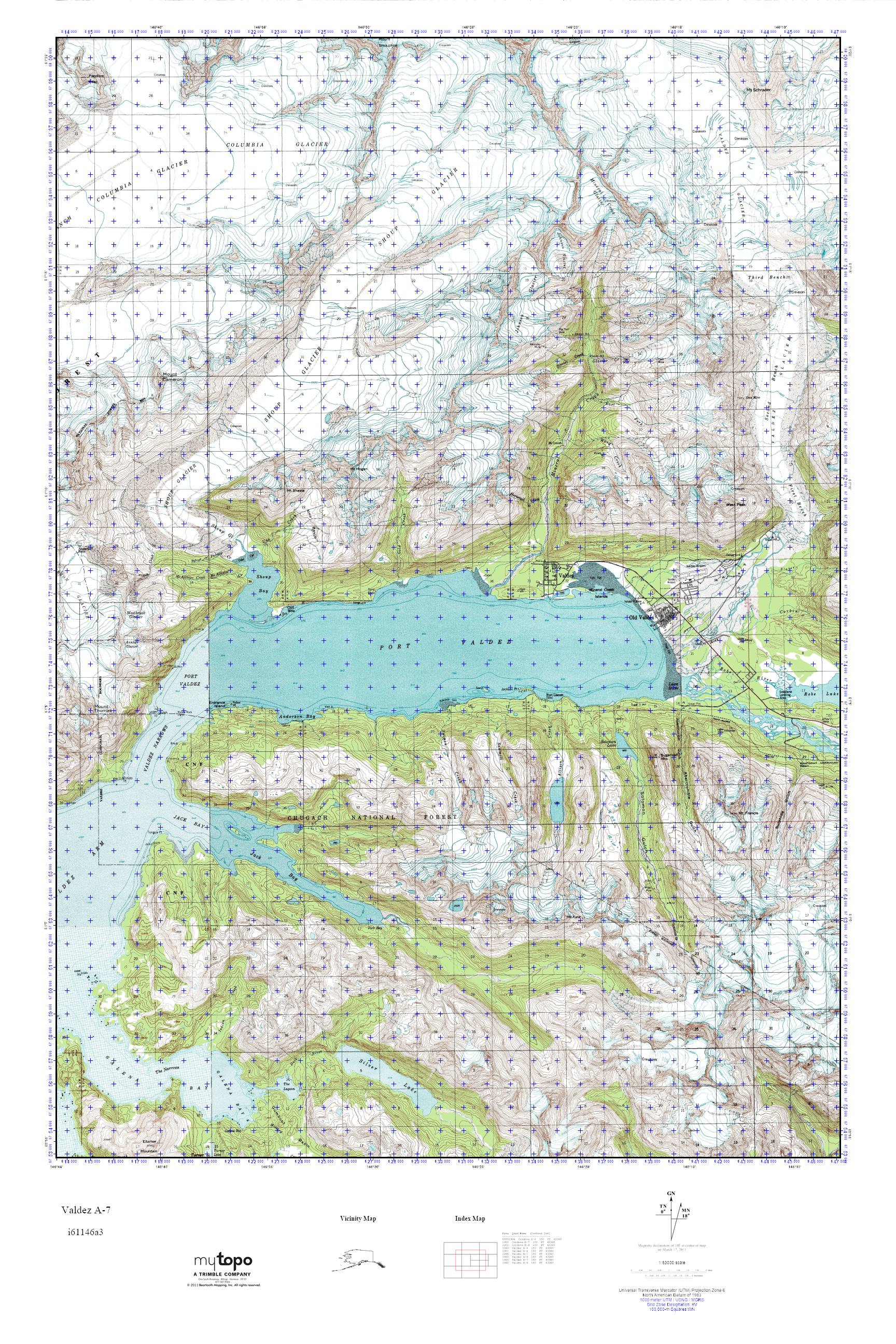 MyTopo Valdez A7, Alaska USGS Quad Topo Map