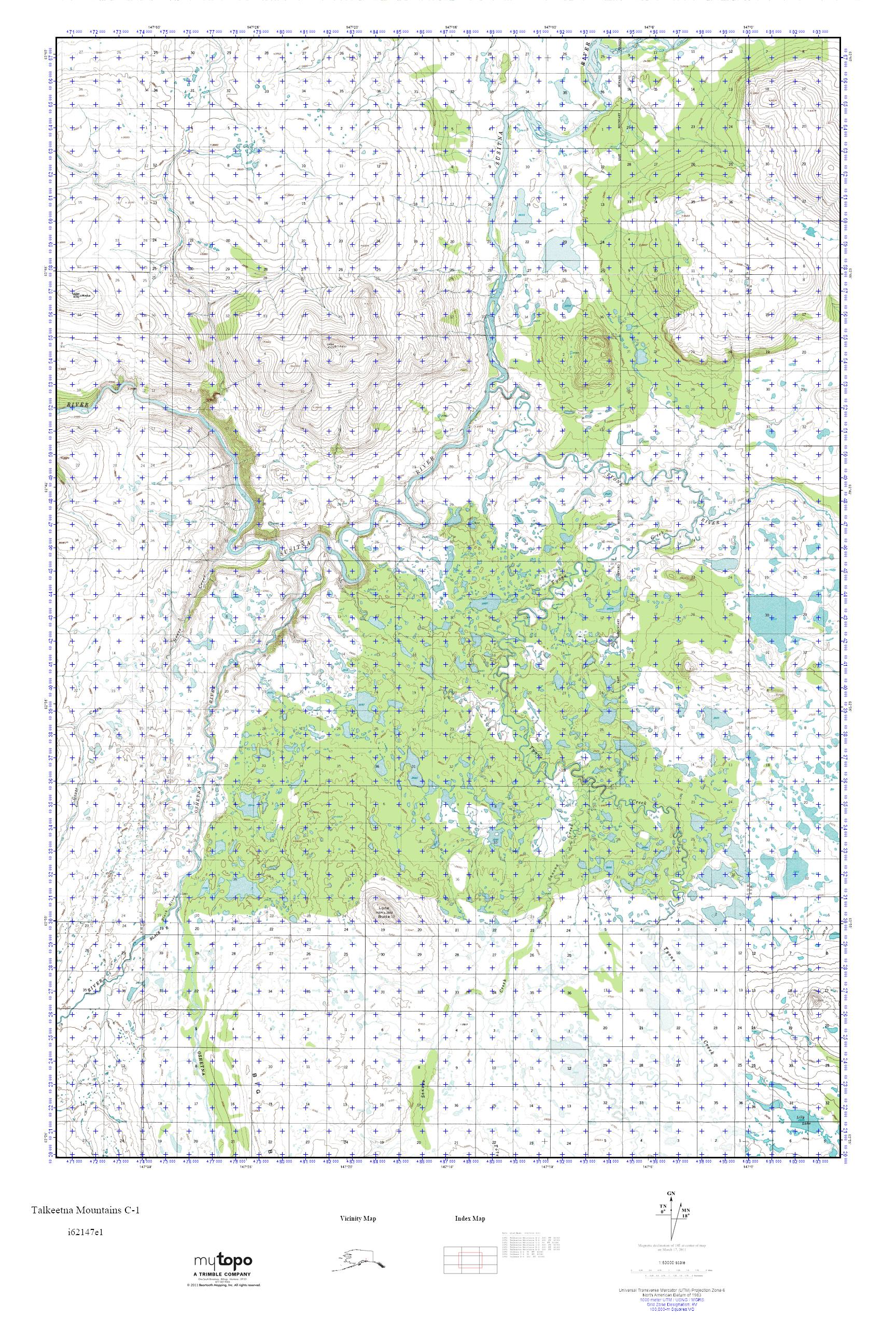 MyTopo Talkeetna Mountains C1, Alaska USGS Quad Topo Map