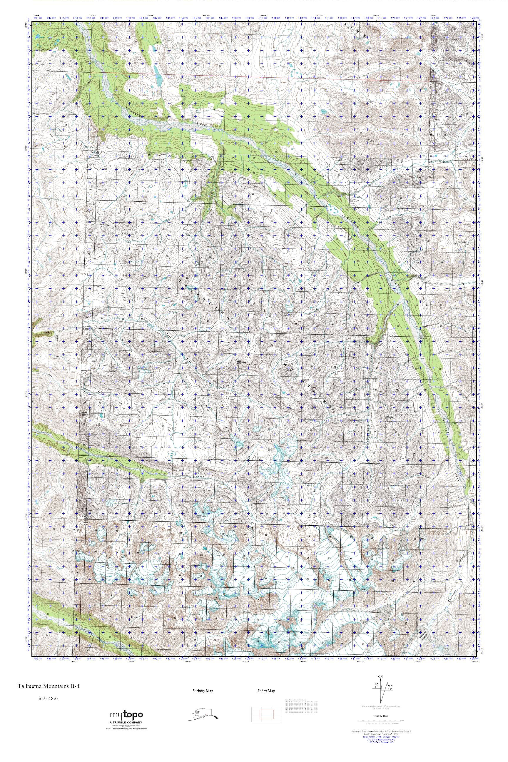 MyTopo Talkeetna Mountains B4, Alaska USGS Quad Topo Map