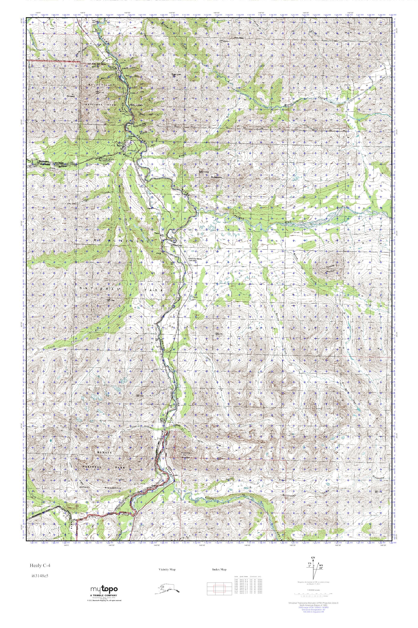 MyTopo Healy C4, Alaska USGS Quad Topo Map
