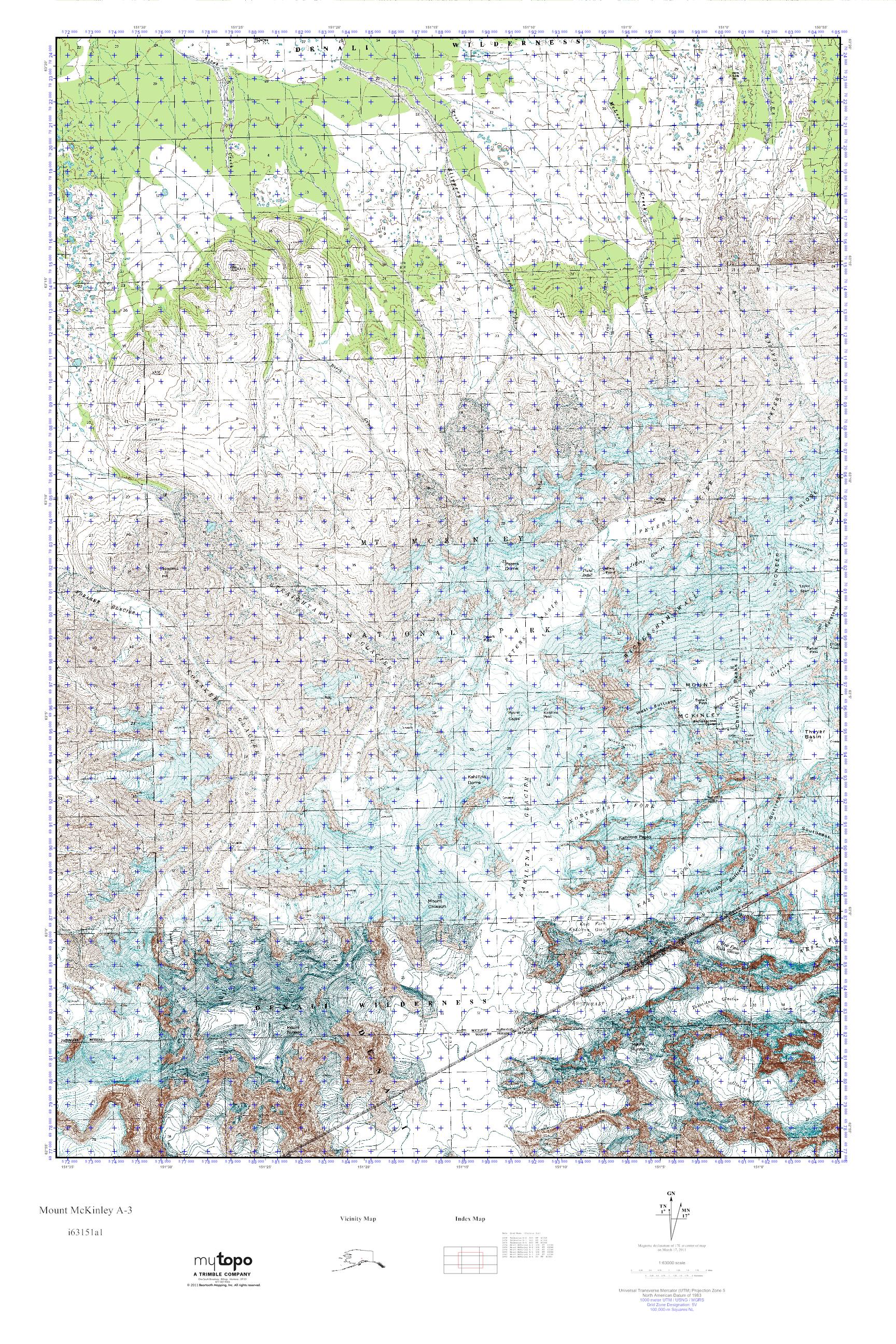 MyTopo Mount McKinley A3, Alaska USGS Quad Topo Map