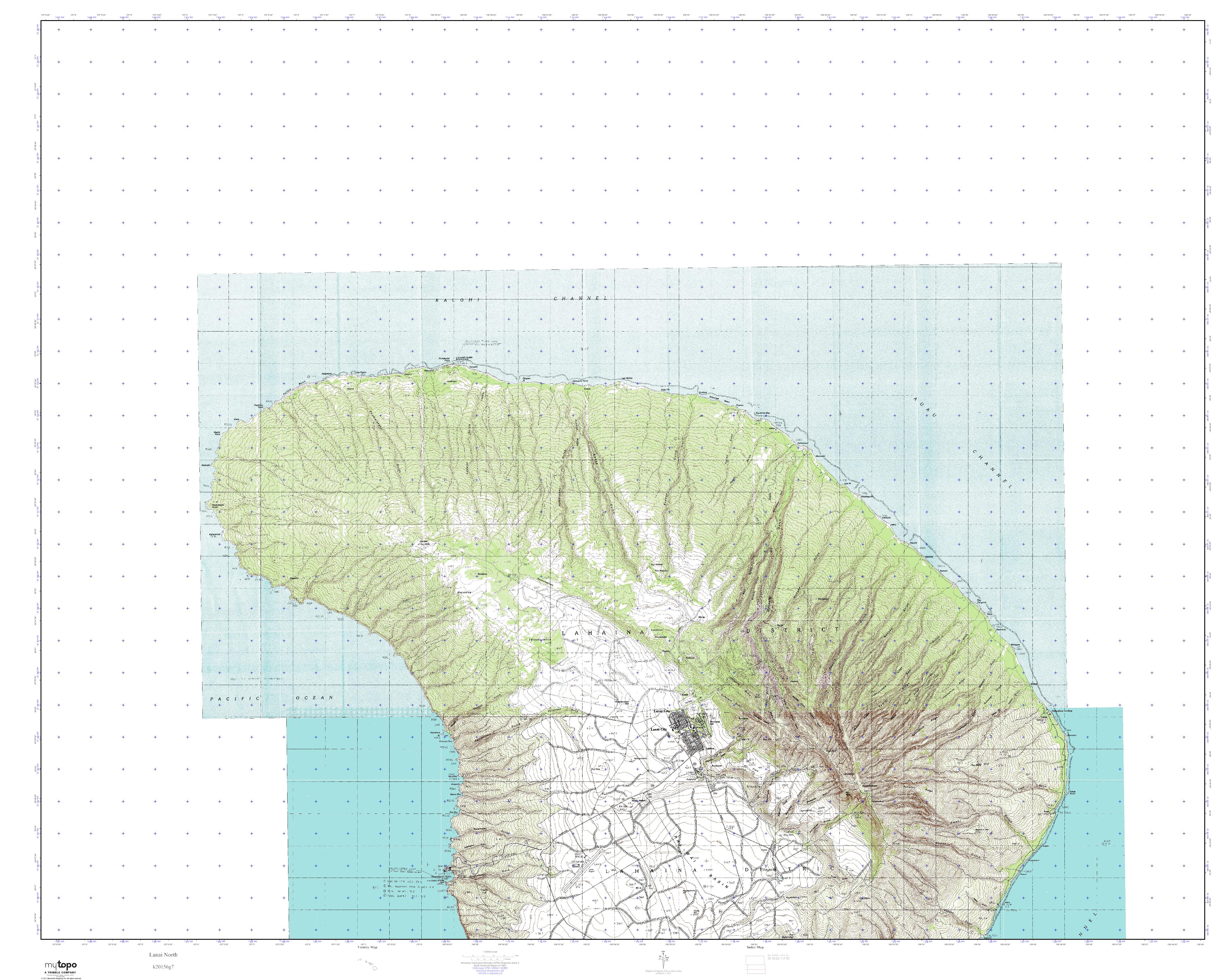 MyTopo Lanai North, Hawaii USGS Quad Topo Map