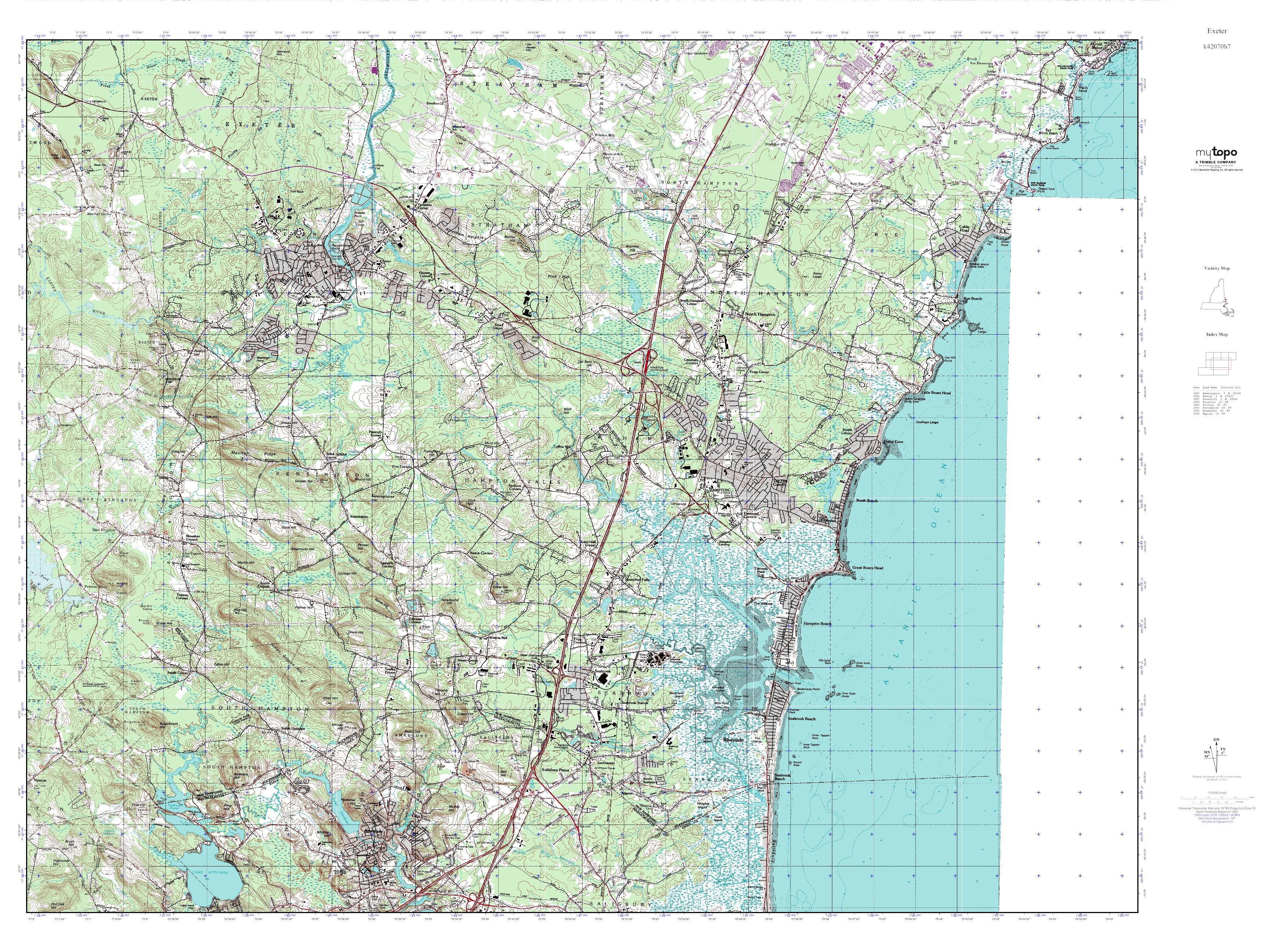 MyTopo Exeter, New Hampshire USGS Quad Topo Map