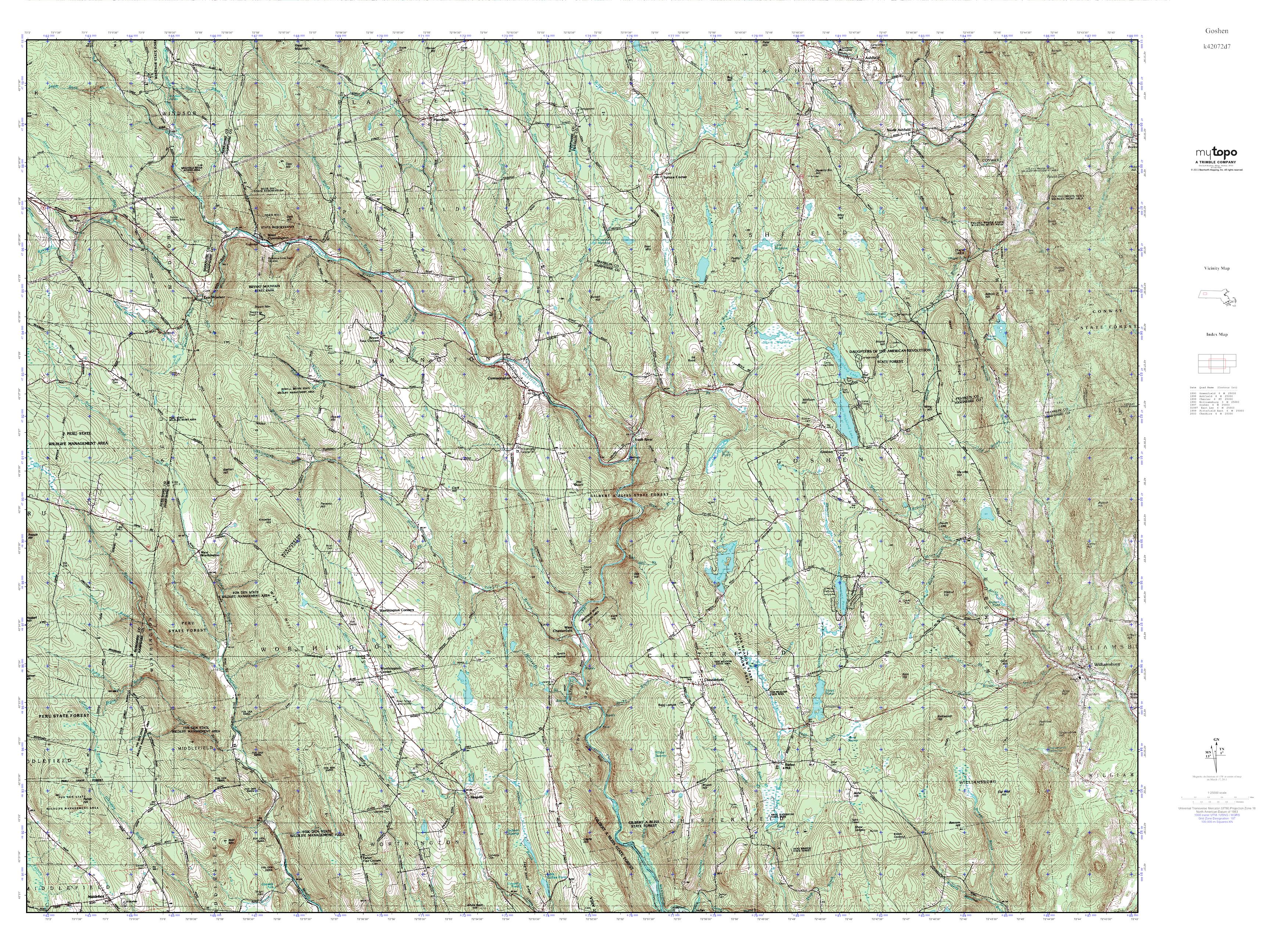MyTopo Goshen, Massachusetts USGS Quad Topo Map