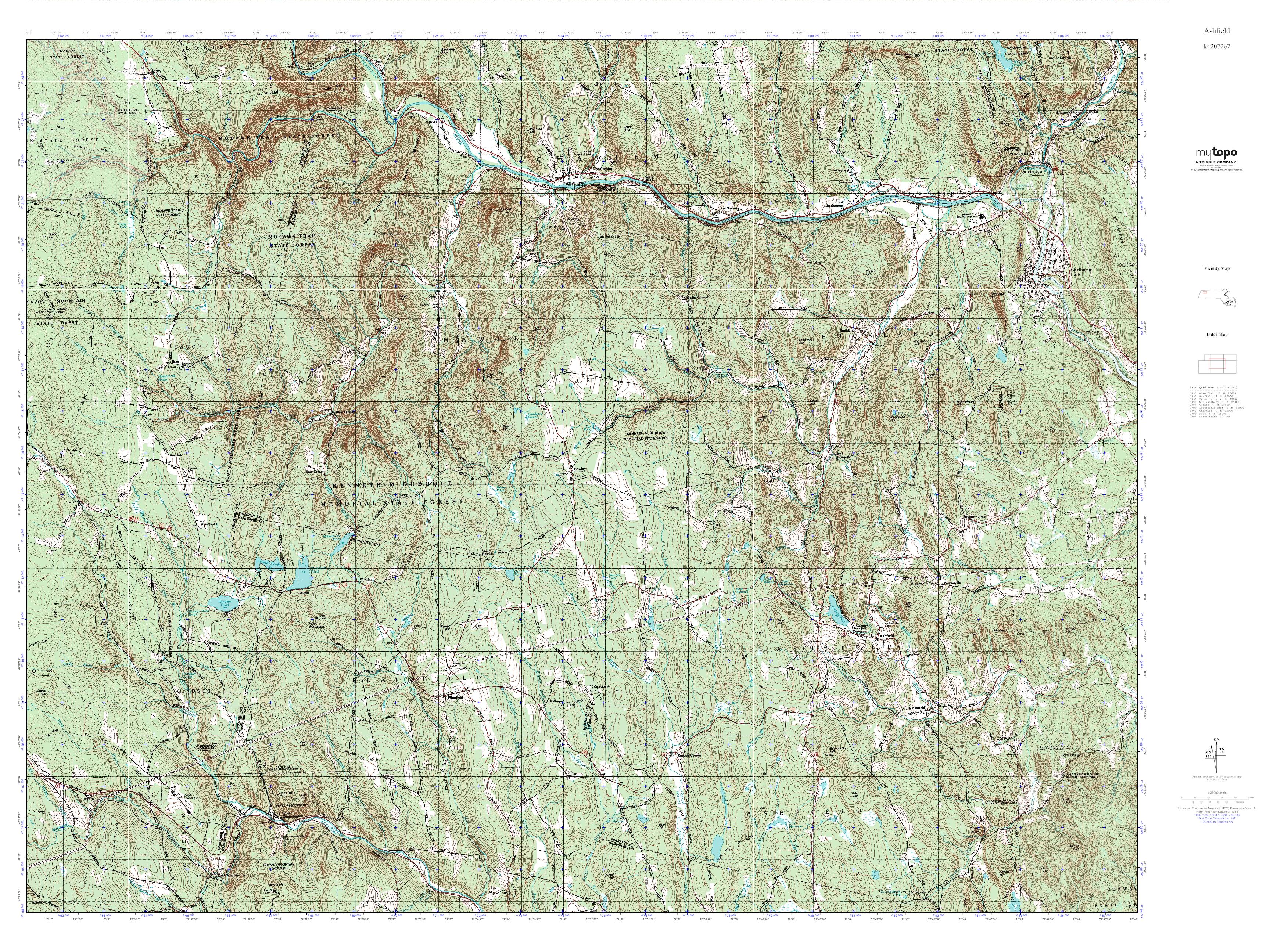 MyTopo Ashfield, Massachusetts USGS Quad Topo Map