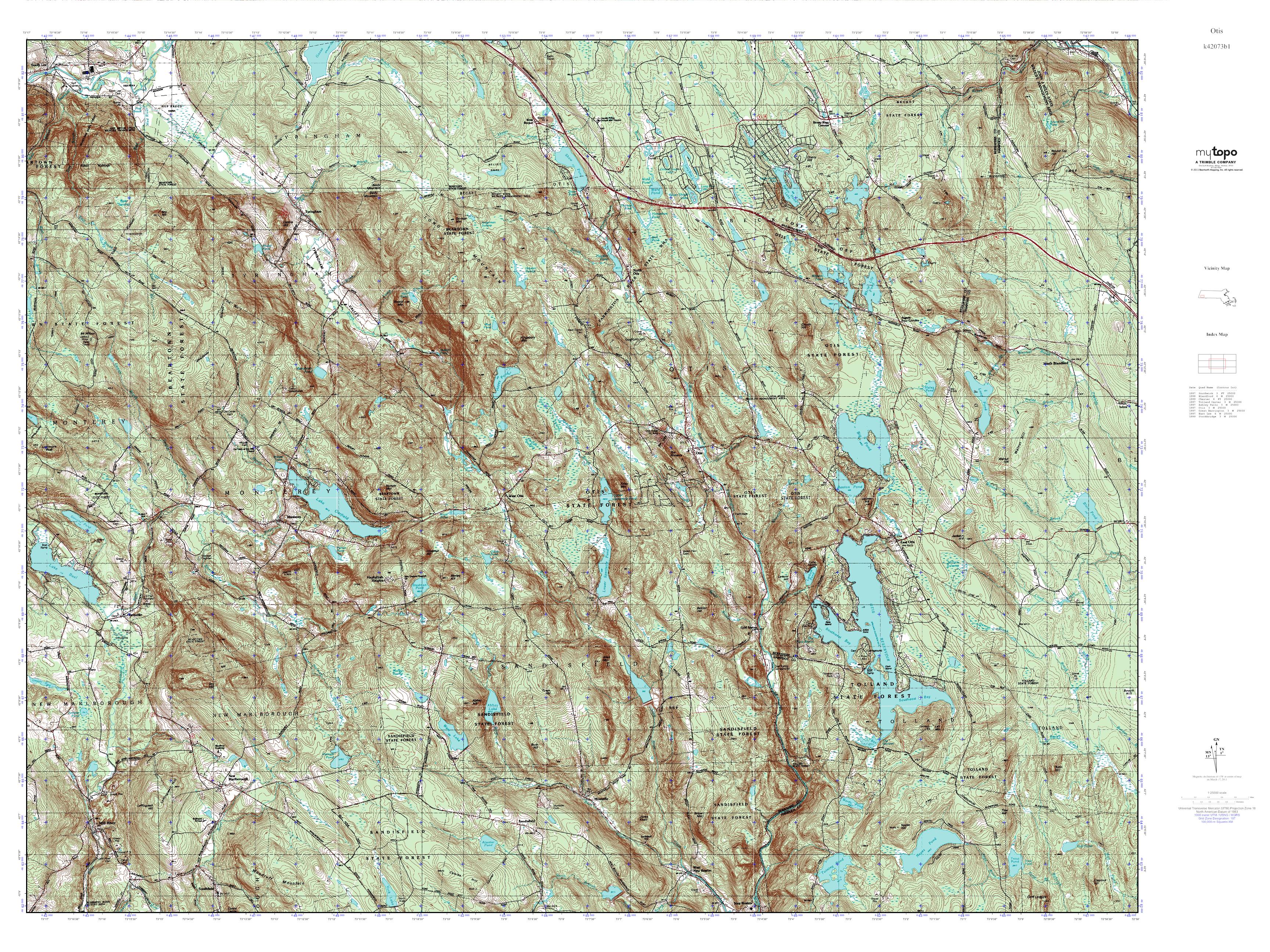 MyTopo Otis, Massachusetts USGS Quad Topo Map