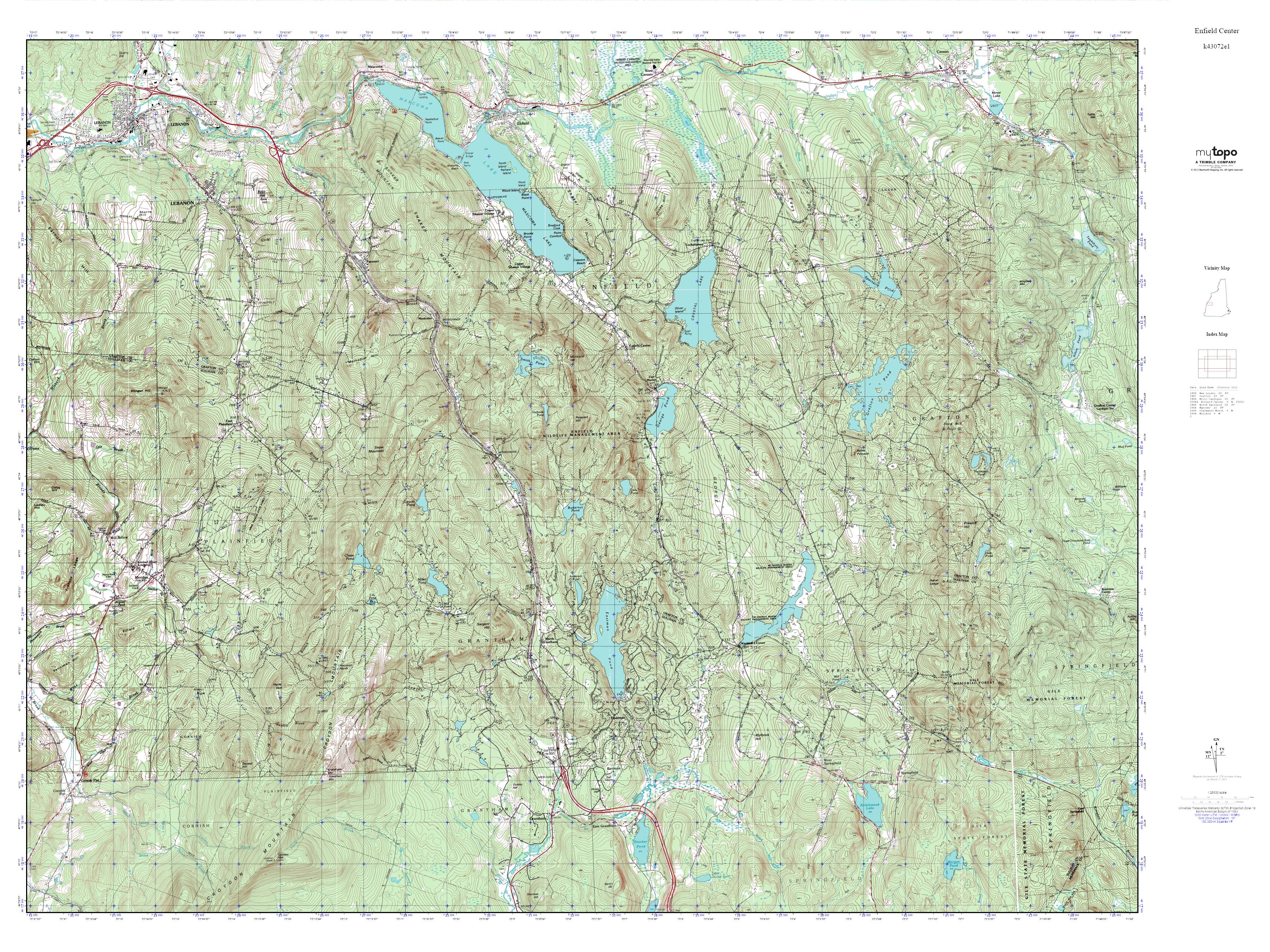 MyTopo Enfield Center, New Hampshire USGS Quad Topo Map