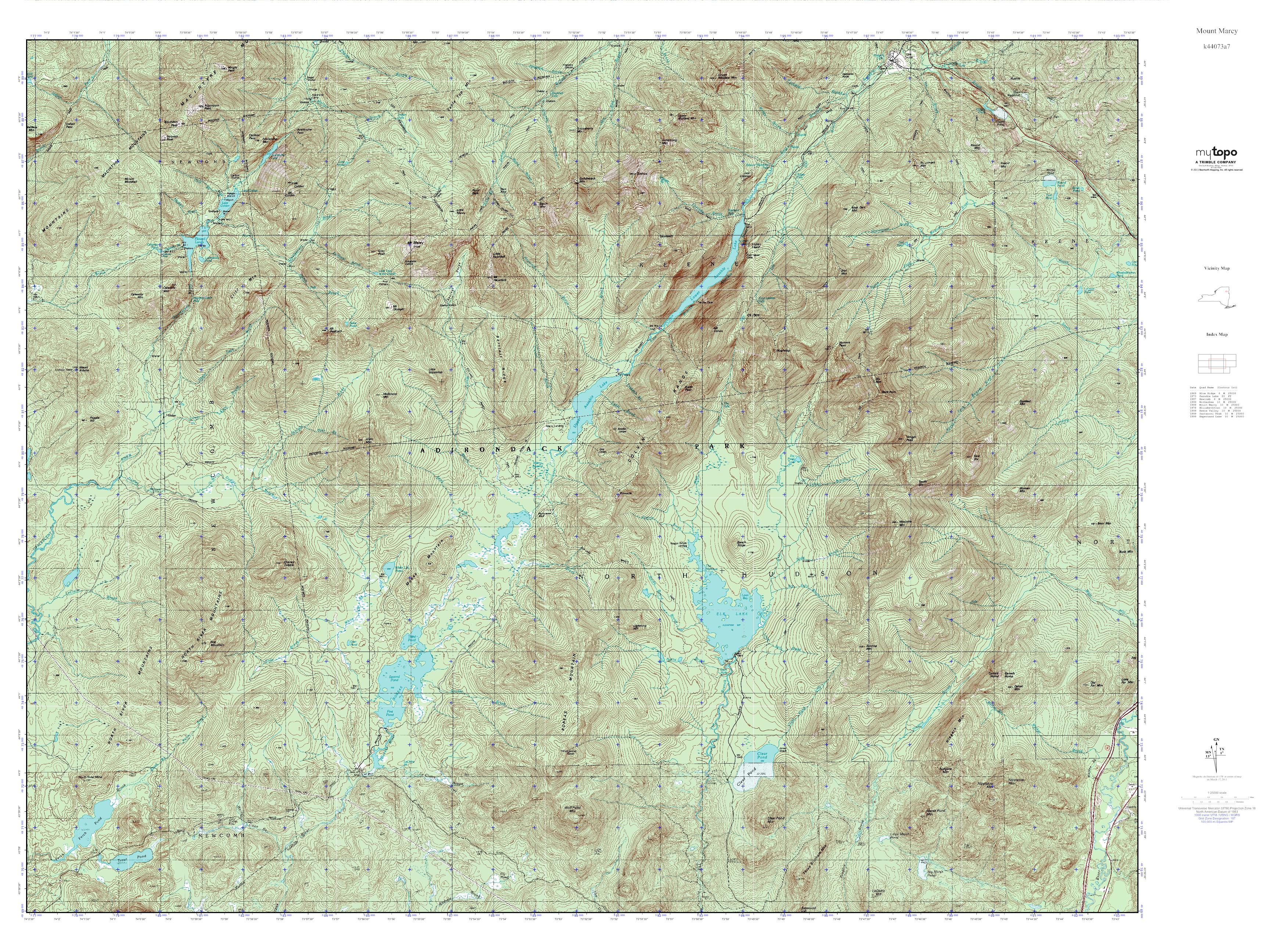 MyTopo Mount Marcy, New York USGS Quad Topo Map