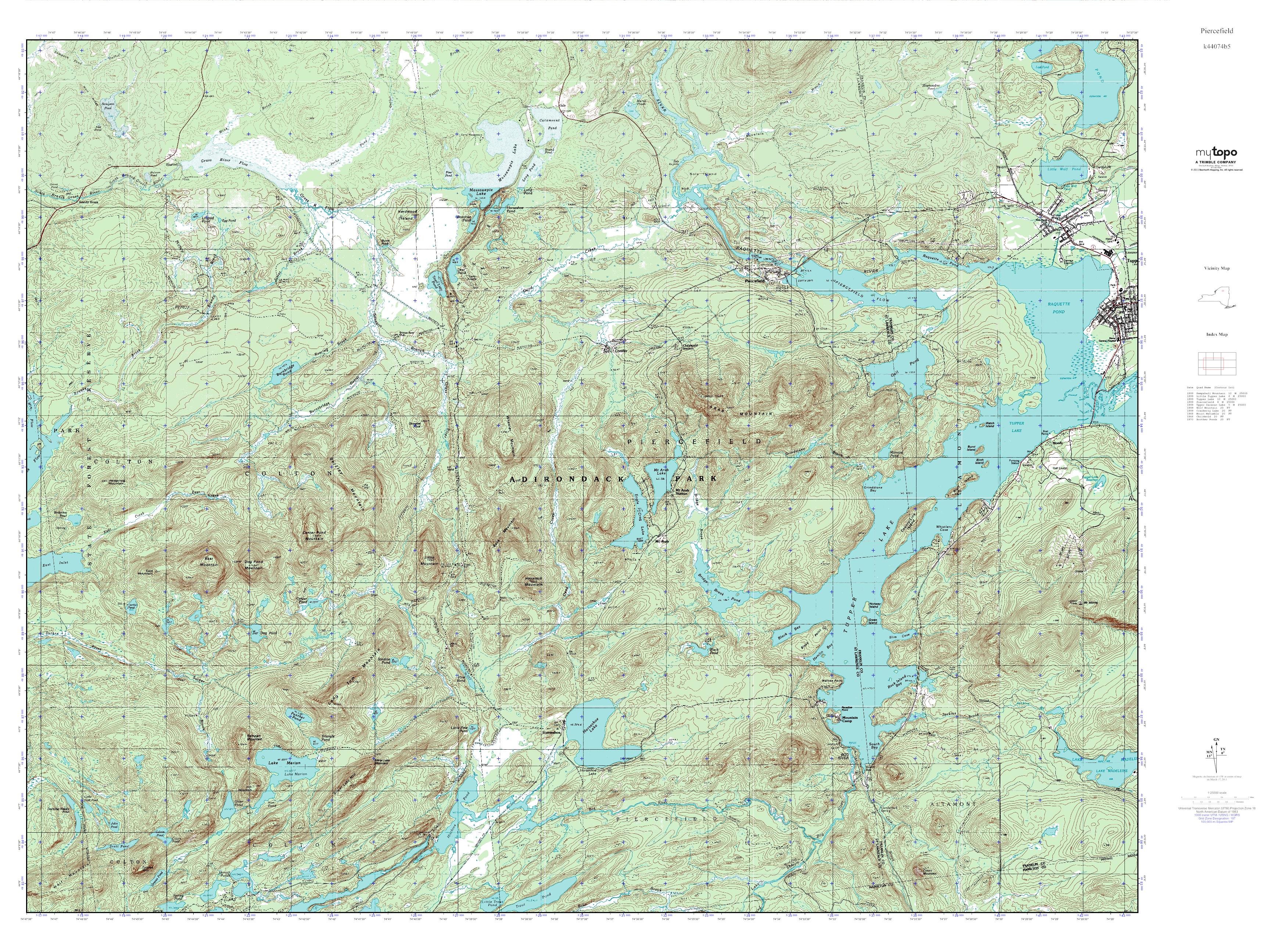 MyTopo Piercefield, New York USGS Quad Topo Map